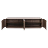 Fernsehschrank braun Textil-Bespannung, Eiche furniert, TV Schrank braun oval, Breite 190 cm