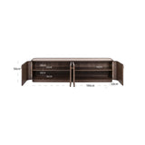 Fernsehschrank braun Textil-Bespannung, Eiche furniert, TV Schrank braun oval, Breite 190 cm