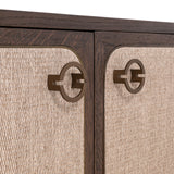 Fernsehschrank braun Textil-Bespannung, Eiche furniert, TV Schrank braun oval, Breite 190 cm