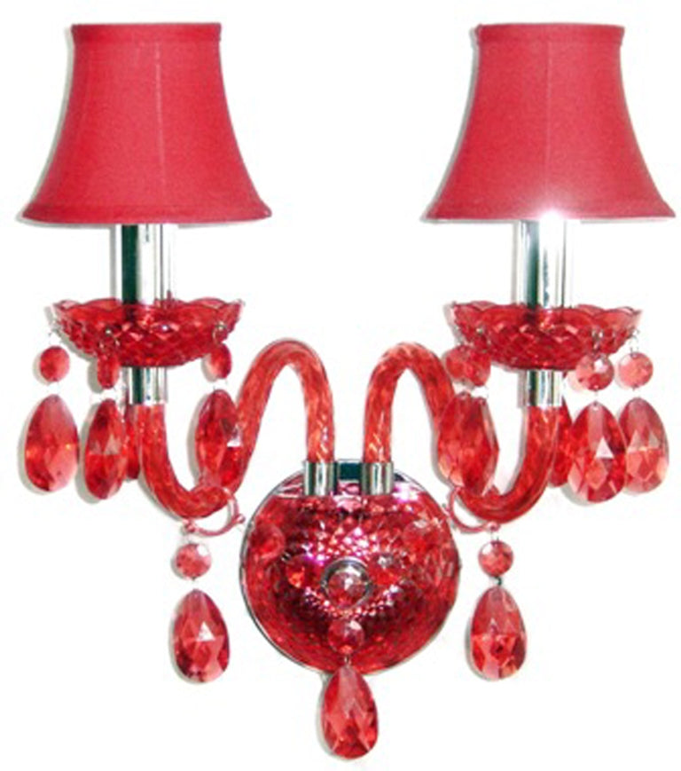 Wandleuchte rot-transparent, Wandlampe rot mit Lampenschirm