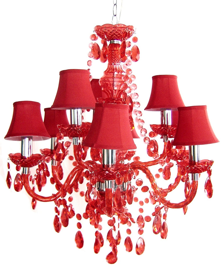 Wandleuchte rot-transparent, Wandlampe rot mit Lampenschirm