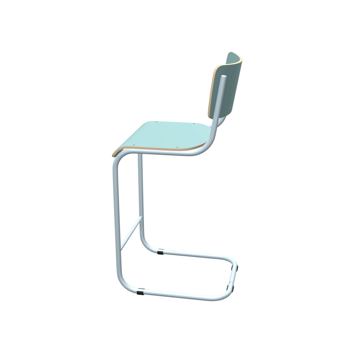 Barstuhl hellblau Industriedesign, Barstuhl-Freischwinger hellblau, Sitzhöhe 65 cm