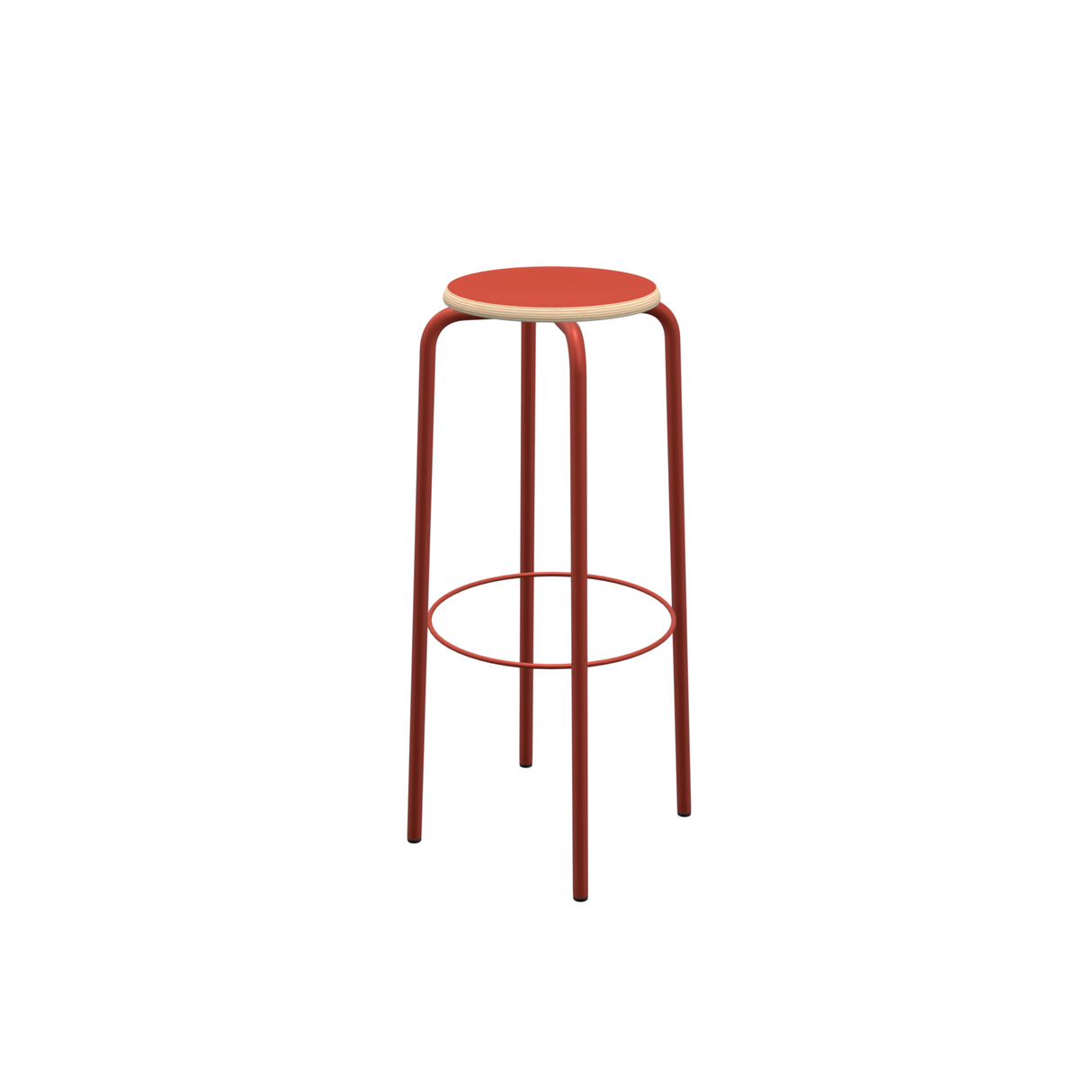 Barstuhl rot Metall-Gestell, Barhocker rot Metall, Sitzhöhe 80 cm