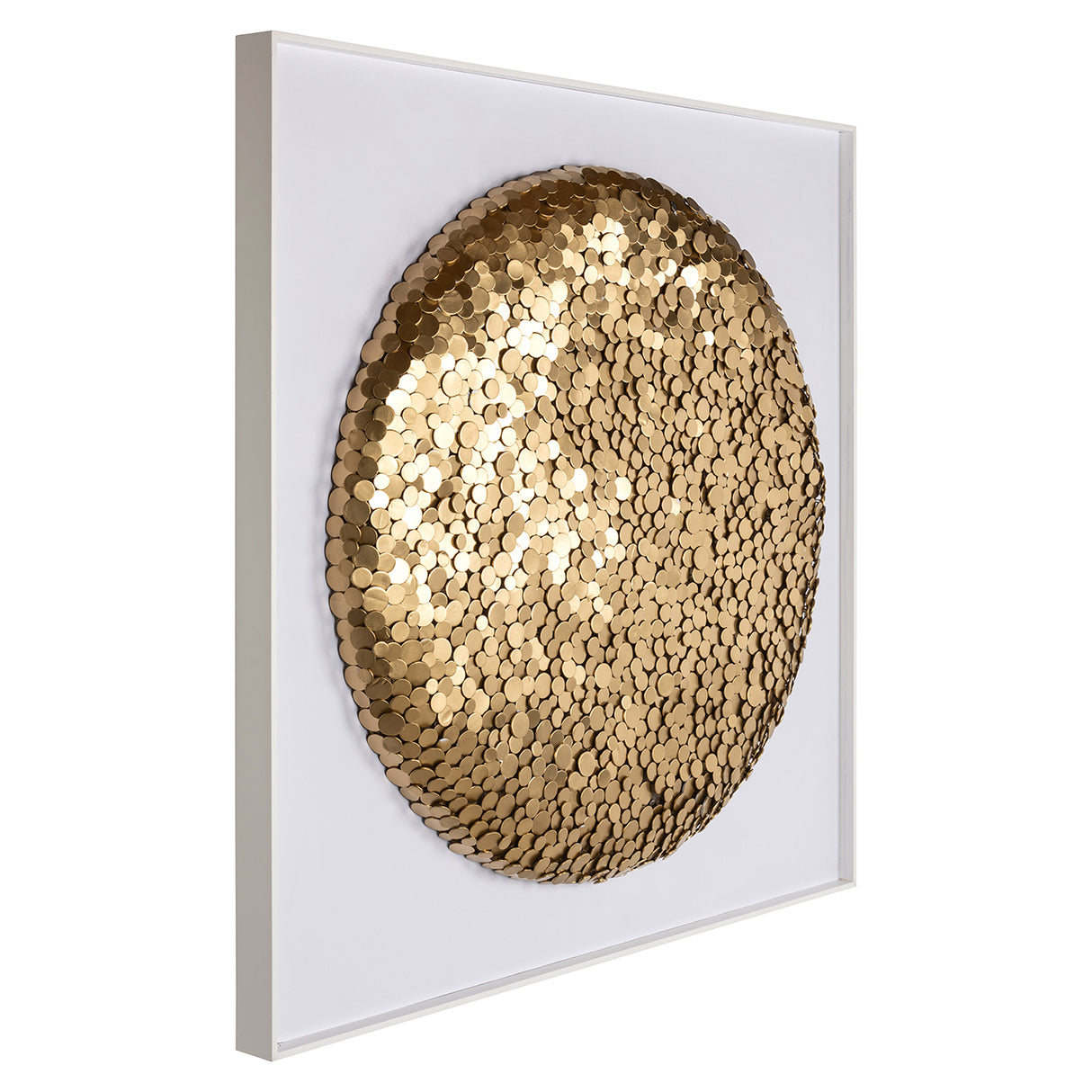 Bild weiß Gold, Wandbild weiß Gold, Maße 90x90 cm