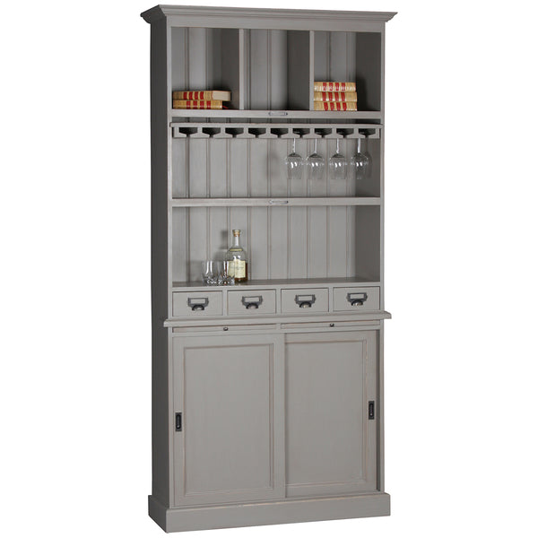 Weinregal schwarz, Weinschrank weiß Landhausstil, Breite 100 cm