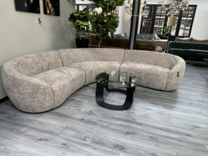 Sofa beige, Ecksofa abgerundet, Sofa L-Form, Breite 192-357 cm