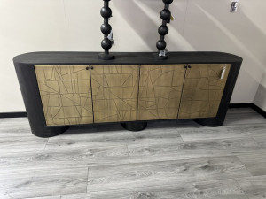 Sideboard schwarz-Gold, Anrichte Gold-schwarz,  Breite 227 cm