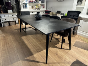 Tisch schwarz Massivholz, Esstisch schwarz, Breite 220 cm