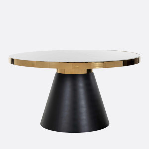 Runder Esstisch Gold-schwarz, Esstisch rund Gold, Tisch rund  Gold,  Durchmesser 140 cm