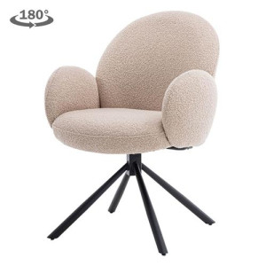 Stuhl beige drehbar mit Armlehne, Esszimmerstuhl Farbe beige drehbar