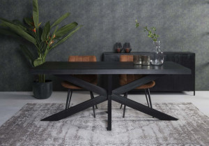 Esstisch schwarz Industriedesign, Tisch schwarz Metall Holz, Breite 240 cm