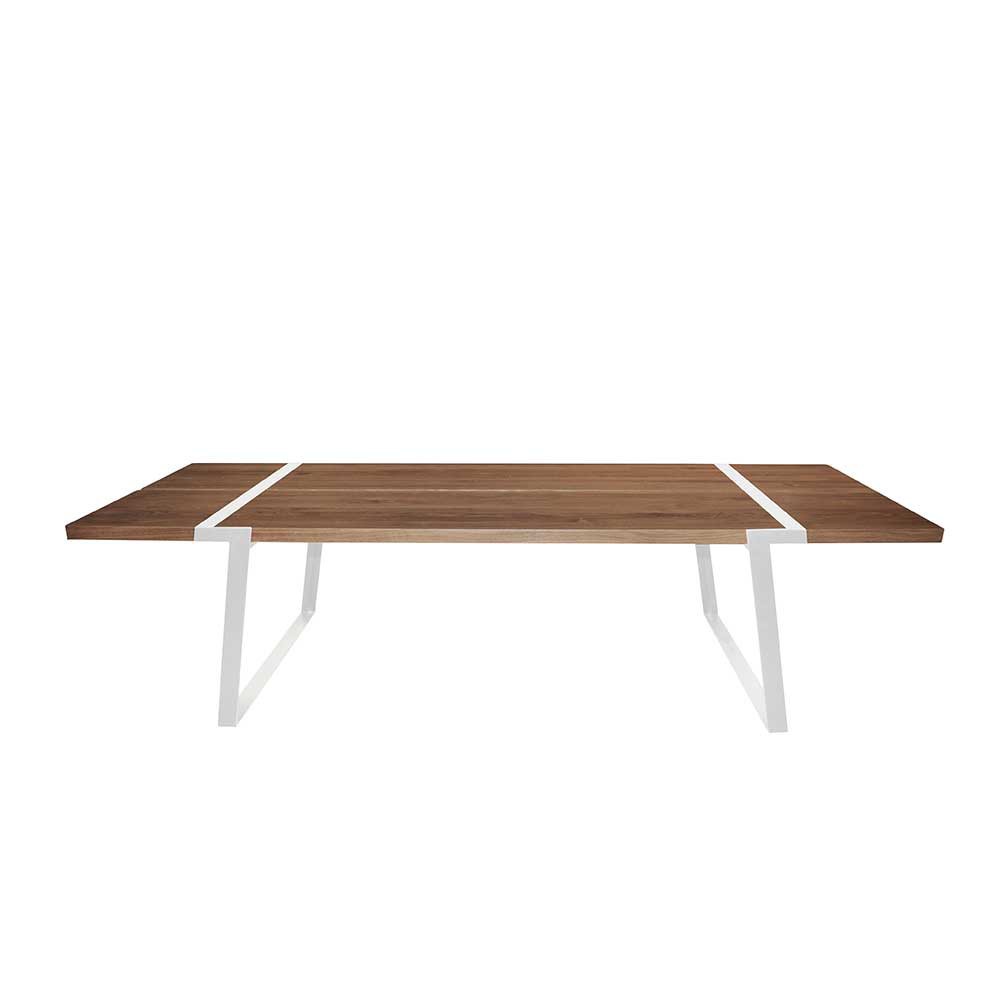 Maße Esstisch Tisch x weiß, 240 Metall Massiv-Eiche 100 cm Eiche weiße Tischbeine, Tischplatte