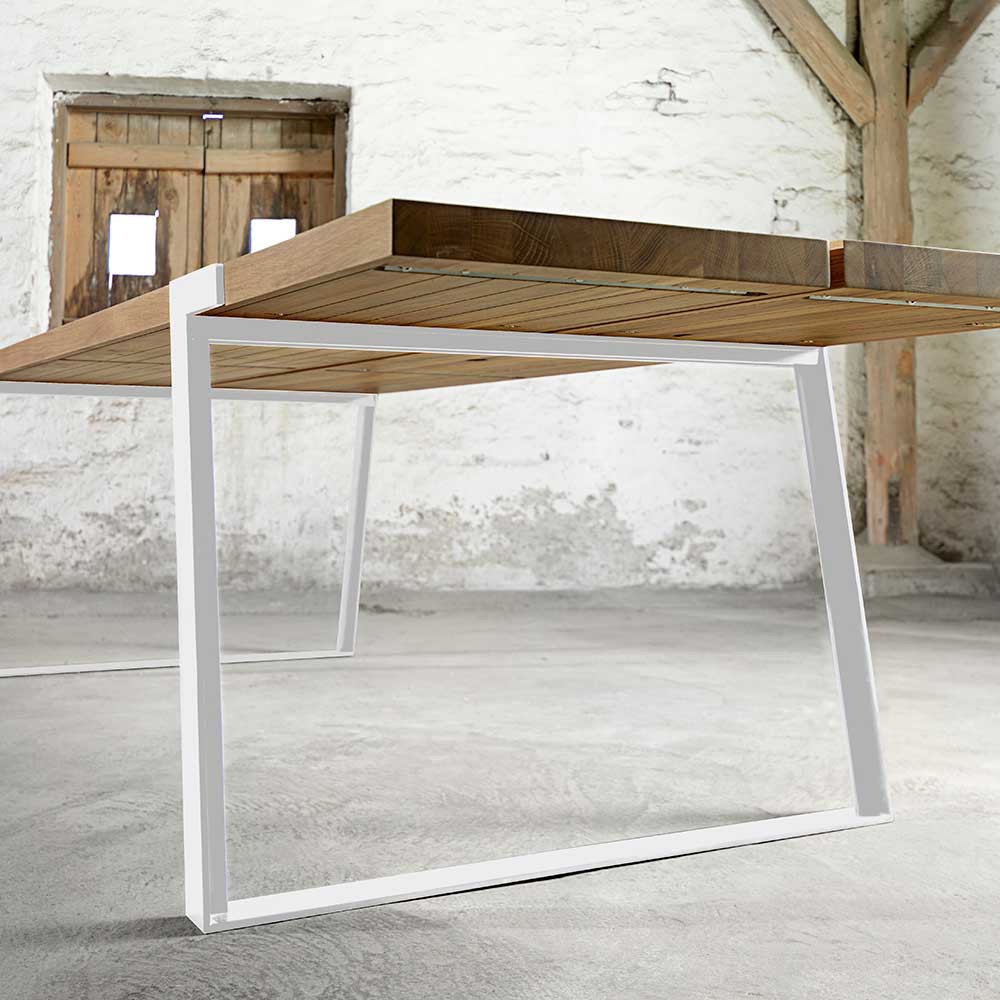 Massiv-Eiche weiße Maße x Eiche-Natur 290 Tisch Metall 100 cm Tischbeine, Tischplatte Esstisch weiß,