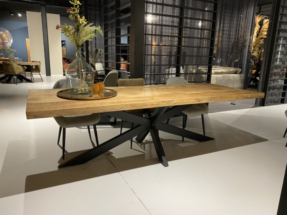 Tisch Massivholz, Esstisch Tischplatte, Breite schwarz, Metall-Gestell 160 Esstisch Naturholz cm