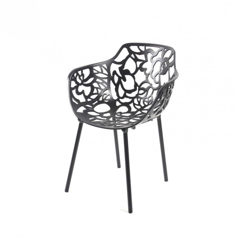 4er Set, schwarz, Outdoor-Stuhl Gartenstuhl Designstuhl aus Aluminium, schwarz