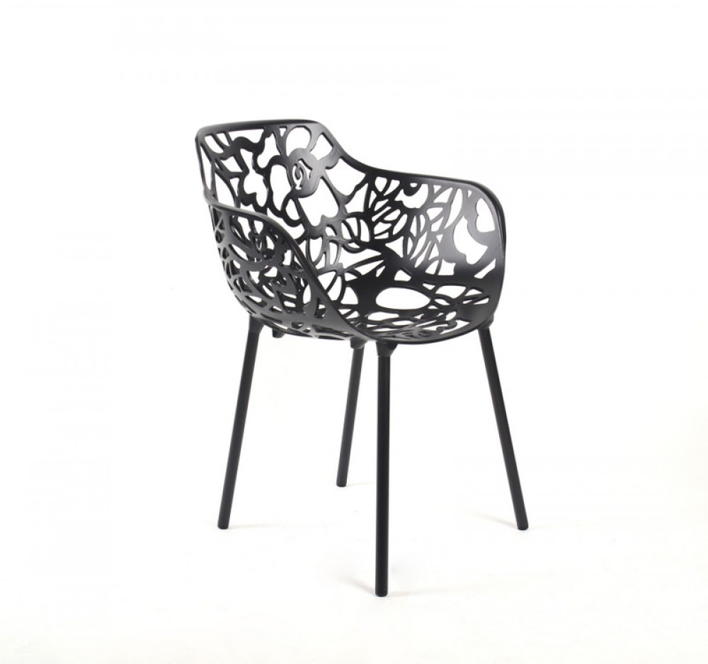 4er Set, Gartenstuhl schwarz Aluminium, Designstuhl aus Outdoor-Stuhl schwarz