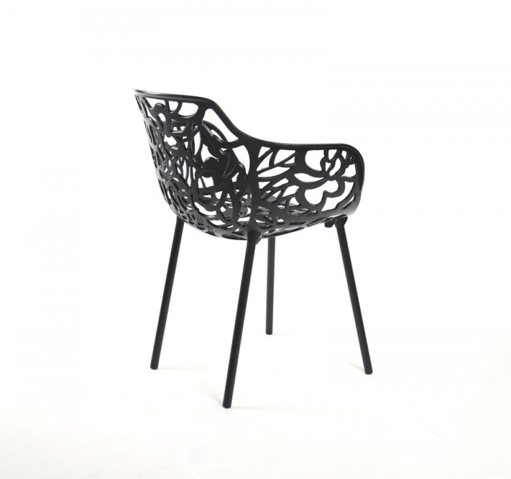 4er Set, Gartenstuhl schwarz, Aluminium, schwarz Designstuhl Outdoor-Stuhl aus