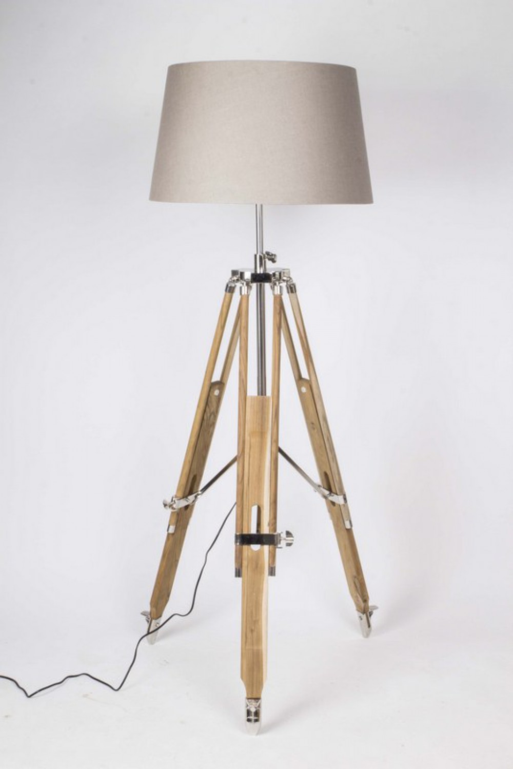 Stehleuchte höhenverstellbar einem im mit Dreibein Lampenschirm, Stehlampe 103-200 cm Höhe Landhausstil