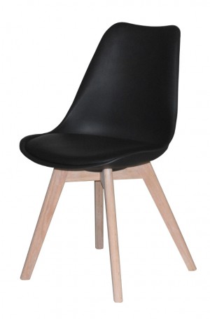 Stuhl schwarz  gepolstert, Stuhl Kunststoff-Holz