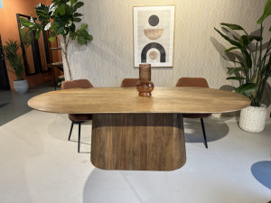 Ovaler Esstisch braun, ovaler Tisch, Esstisch Massivholz, Breite 200 cm