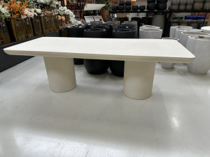 Gartentisch weiß-cream, Esstisch weiß, rechteckiger Gartentisch Kunststoffbeton cream-weiß, Länge 240 cm