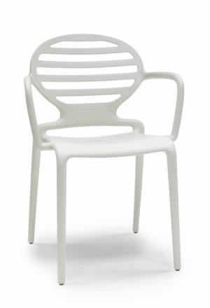 Gartenstuhl weiß Kunststoff, Stuhl weiß mit Armlehne für den Garten
