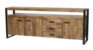 Sideboard braun Metall Holz, Sideboard Industriedesign,  Anrichte Massivholz, Breite 210 cm